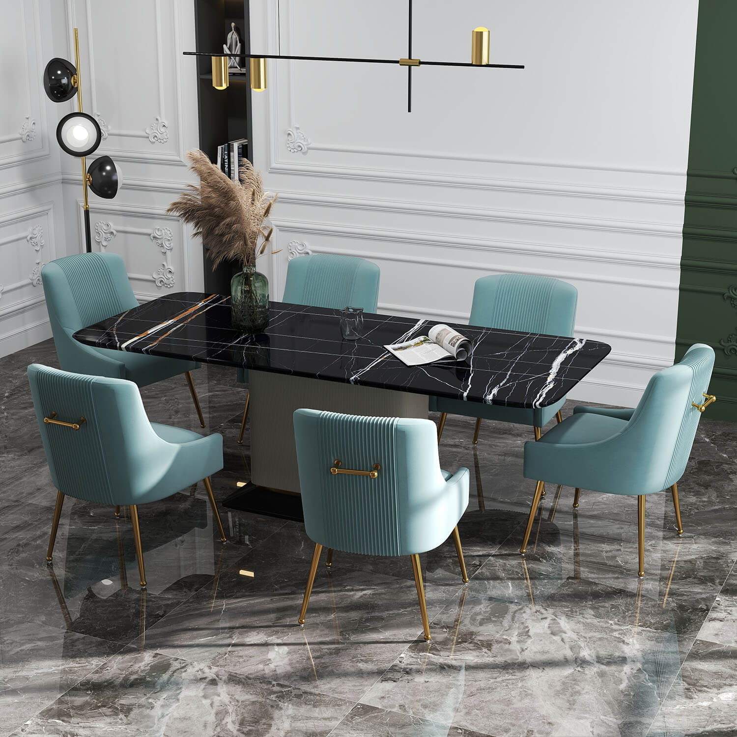 SEYNAR Modern Glam Velvet Dining Chair Set of 2/4/6 with Rear Handle