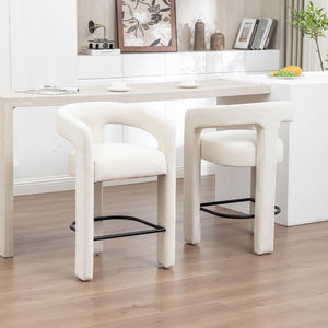 SEYNAR Modern Velvet 34.6''H Fixed Height Open-Back Bar Stool with Metal Footrest(Single/Set of 2)