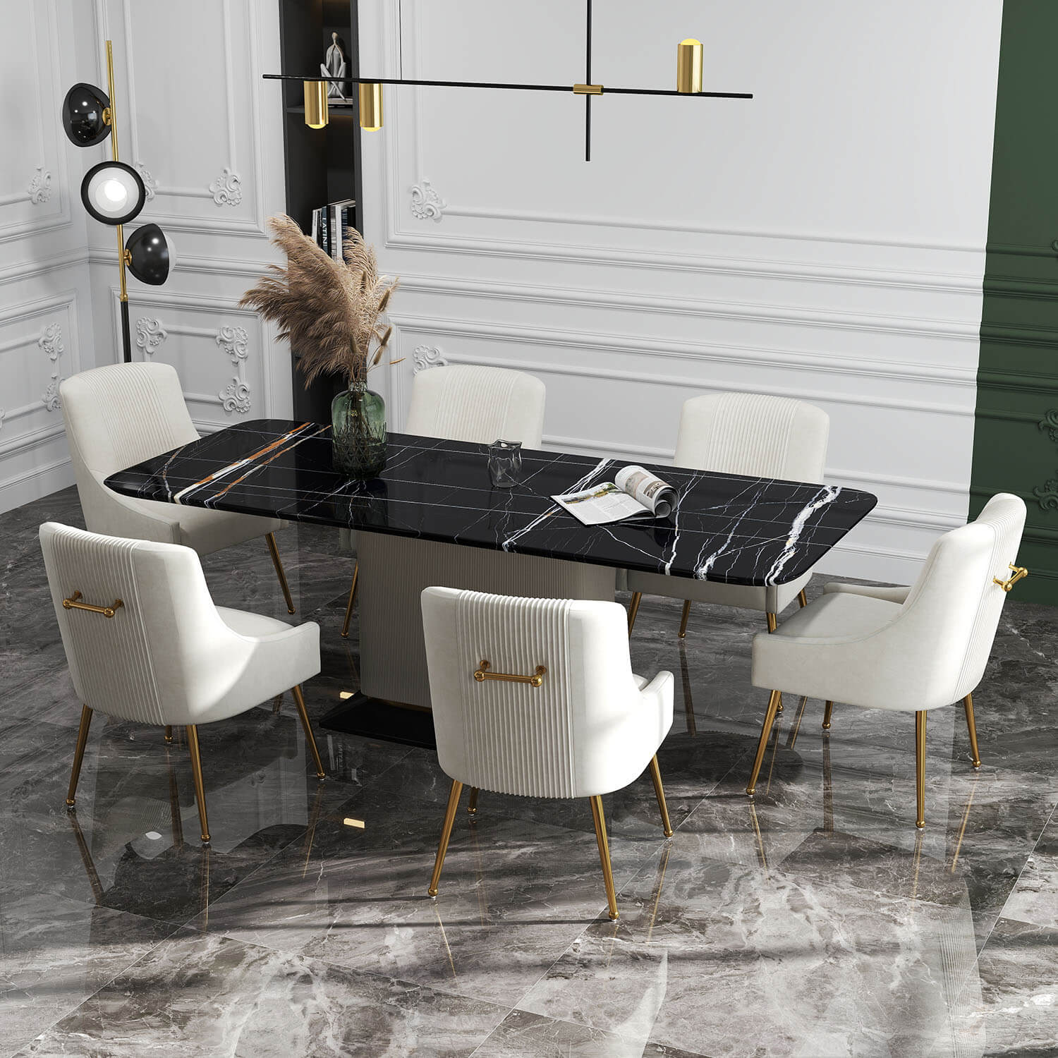 SEYNAR Modern Glam Velvet Dining Chair Set of 2/4/6 with Rear Handle