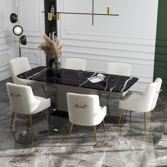 SEYNAR Modern Glam Velvet Dining Chair Set of 2/4/6 with Rear Handle