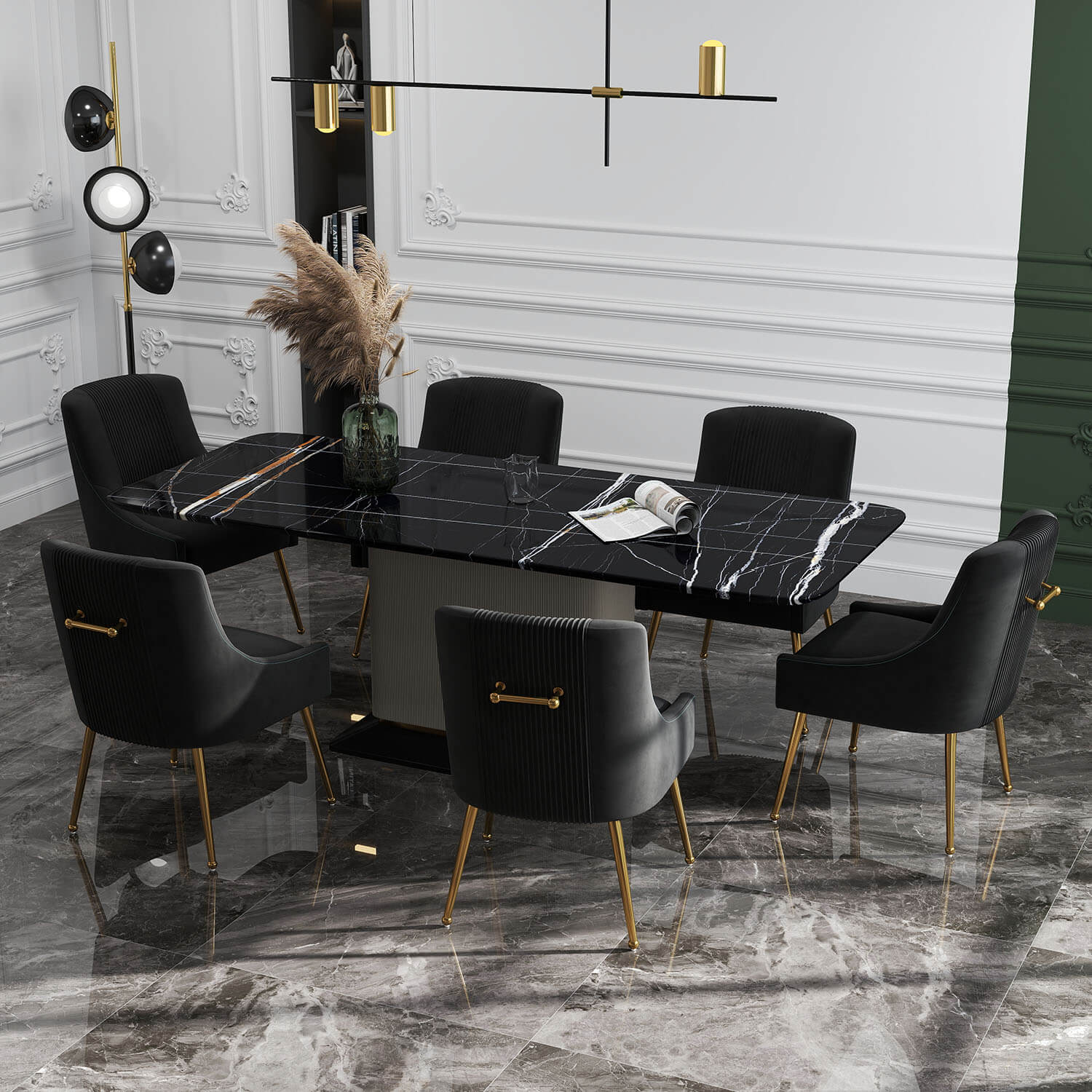 SEYNAR Modern Glam Velvet Dining Chair Set of 2/4/6 with Rear Handle