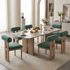 SEYNAR Set of 2/4/6 Modern Linen Upholstered Dining Chairs with Bolster Backrest