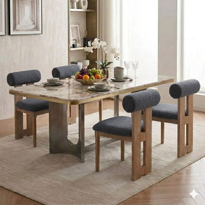SEYNAR Set of 2/4/6 Modern Linen Upholstered Dining Chairs with Bolster Backrest