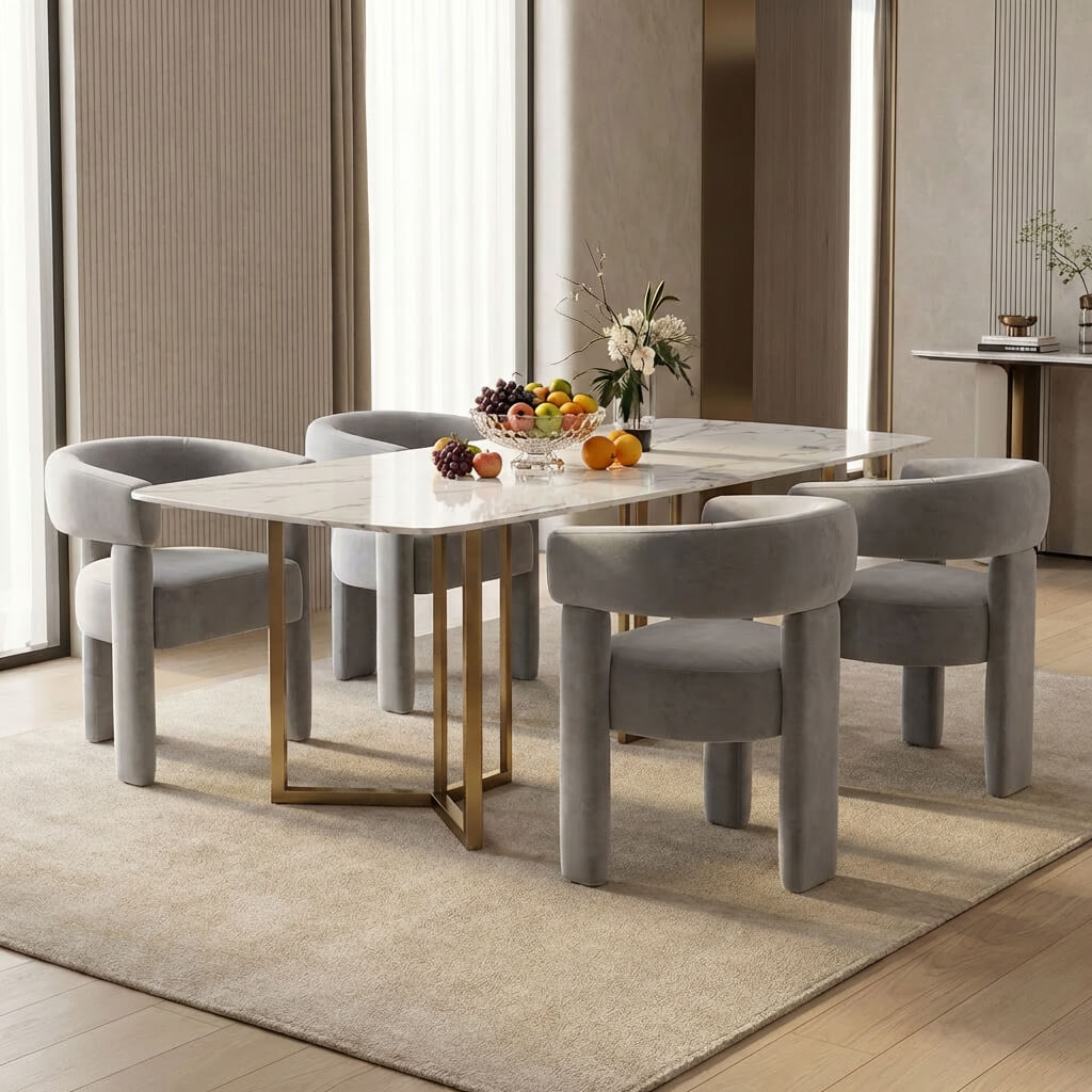 SEYNAR Modern Velvet Accent Chair, Upholstered Barrel Armchair with Curved Back and Thickened Padded Seat,Single chair or Set of 2/4/6