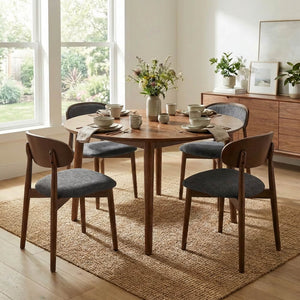 SEYNAR Set of 2/4/6 Mid-Century Modern Chenille Dining Chairs with Solid Wood Frame
