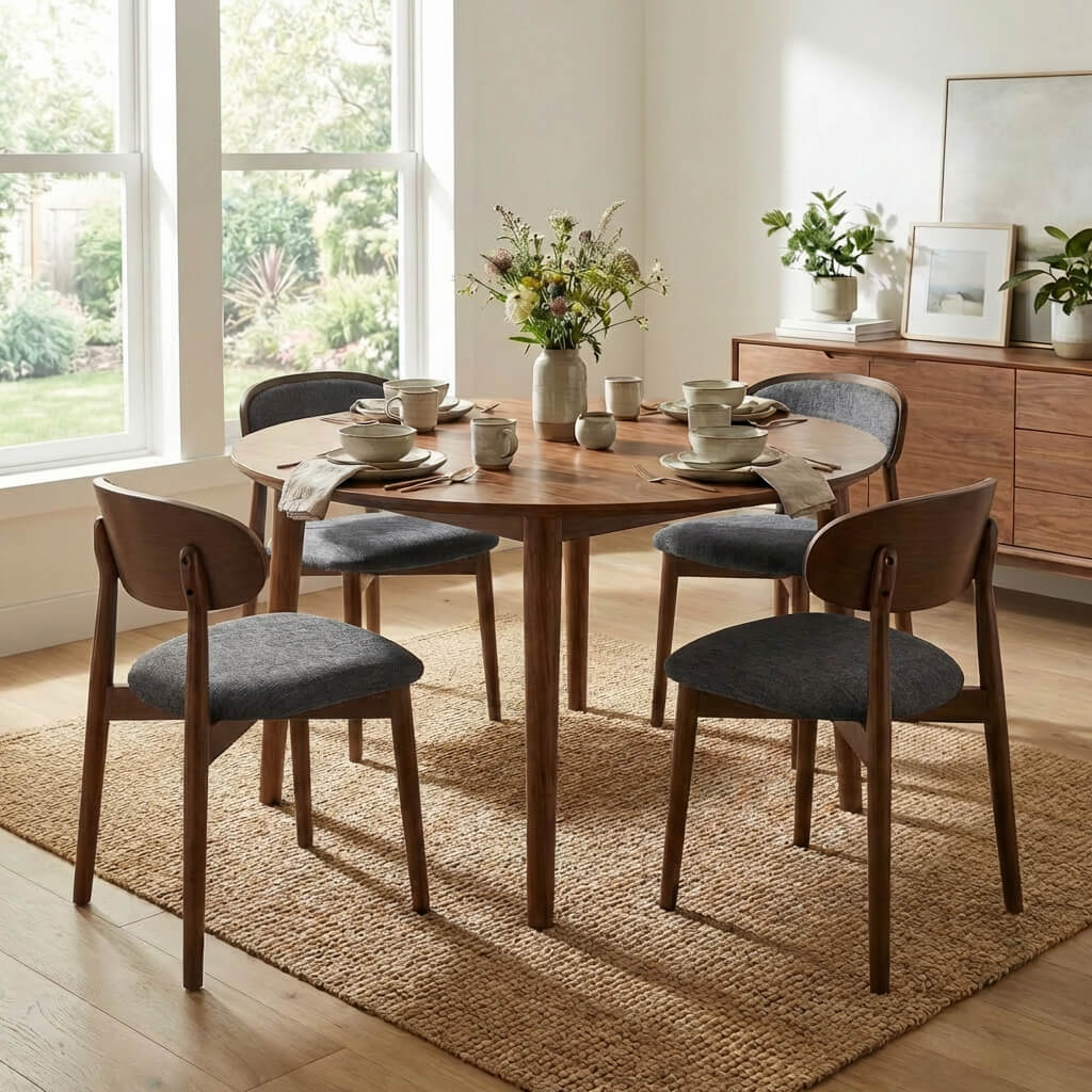 SEYNAR Set of 2/4/6 Mid-Century Modern Chenille Dining Chairs with Solid Wood Frame