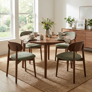 SEYNAR Set of 2/4/6 Mid-Century Modern Chenille Dining Chairs with Solid Wood Frame