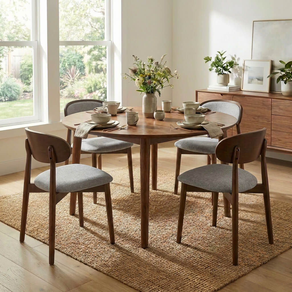SEYNAR Set of 2/4/6 Mid-Century Modern Chenille Dining Chairs with Solid Wood Frame