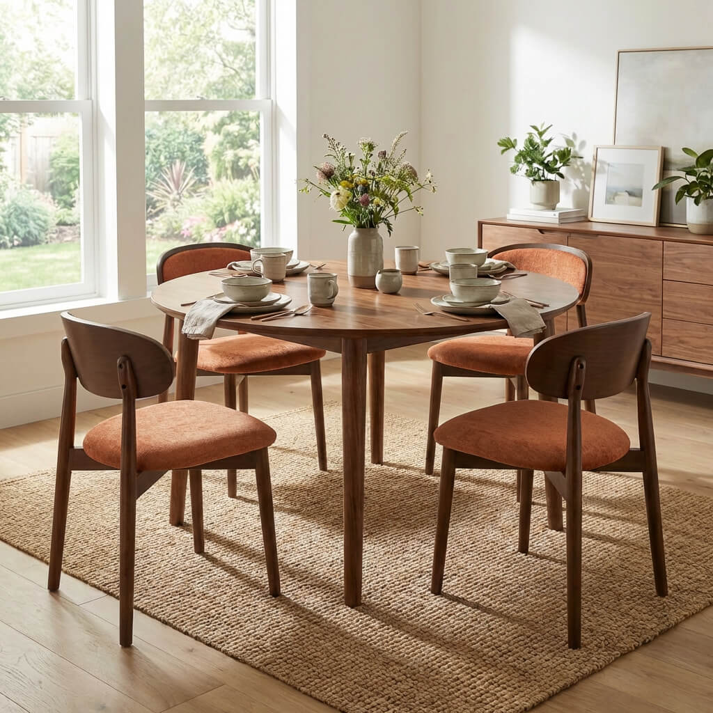 SEYNAR Set of 2/4/6 Mid-Century Modern Chenille Dining Chairs with Solid Wood Frame