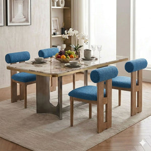 SEYNAR Set of 2/4/6 Modern Linen Upholstered Dining Chairs with Bolster Backrest