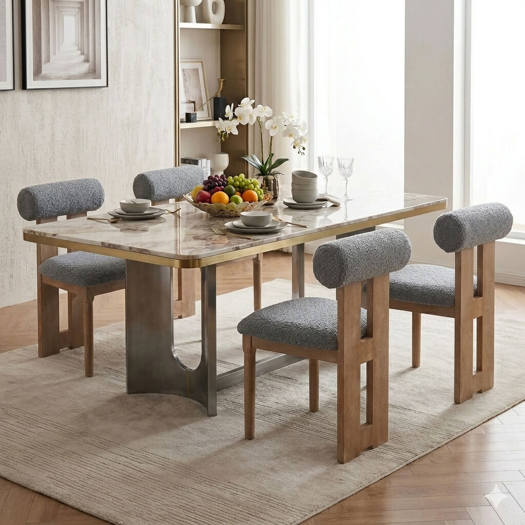 SEYNAR Set of 2/4/6 Modern Linen Upholstered Dining Chairs with Bolster Backrest
