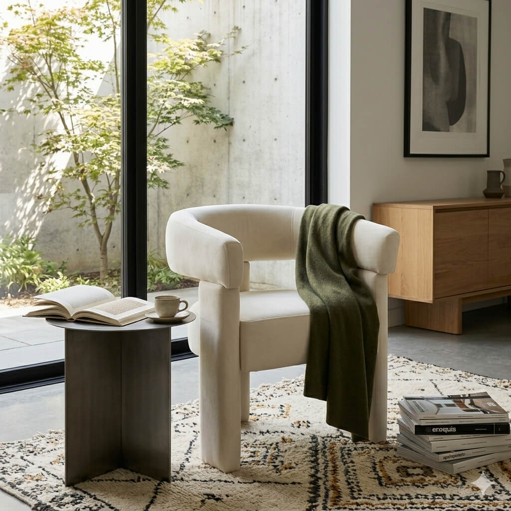SEYNAR Modern Velvet Accent Chair, Upholstered Barrel Armchair with Curved Back and Thickened Padded Seat,Single chair or Set of 2/4/6