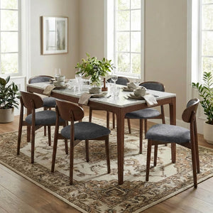SEYNAR Set of 2/4/6 Mid-Century Modern Chenille Dining Chairs with Solid Wood Frame