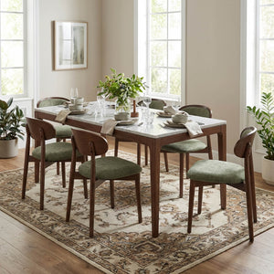 SEYNAR Set of 2/4/6 Mid-Century Modern Chenille Dining Chairs with Solid Wood Frame