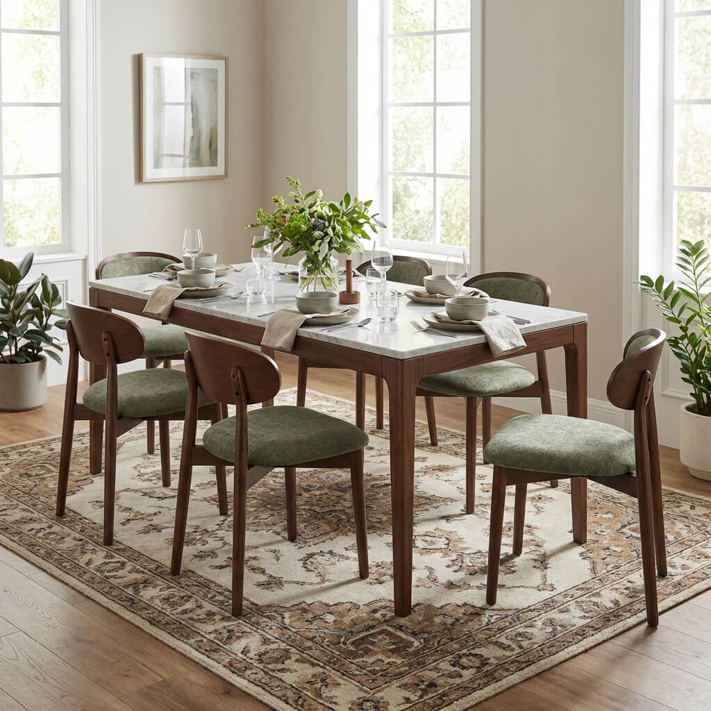 SEYNAR Set of 2/4/6 Mid-Century Modern Chenille Dining Chairs with Solid Wood Frame