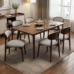 SEYNAR Set of 2/4/6 Mid-Century Modern Chenille Dining Chairs with Solid Wood Frame