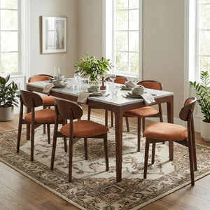 SEYNAR Set of 2/4/6 Mid-Century Modern Chenille Dining Chairs with Solid Wood Frame