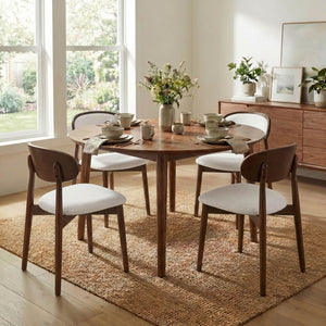 SEYNAR Set of 2/4/6 Mid-Century Modern Chenille Dining Chairs with Solid Wood Frame