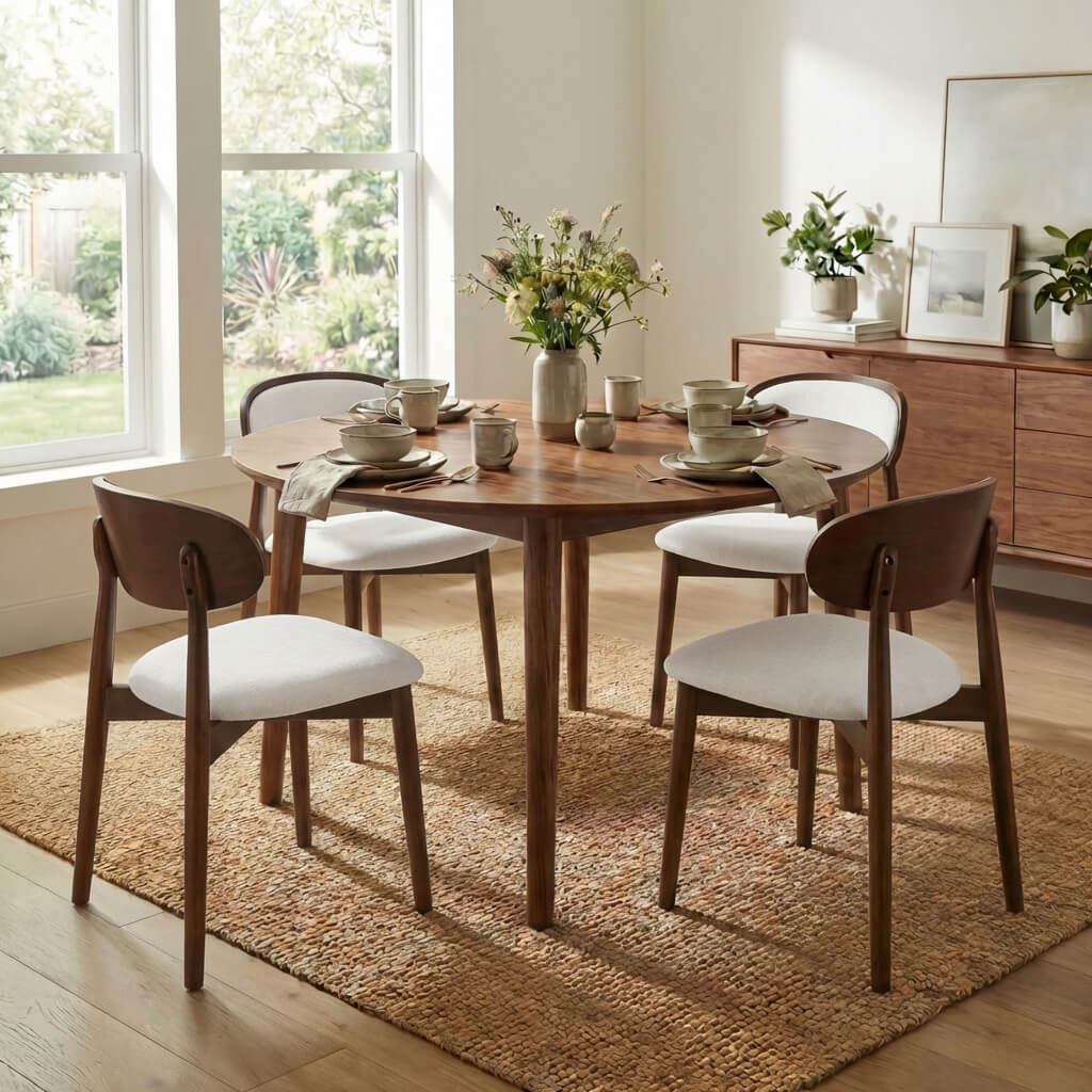SEYNAR Set of 2/4/6 Mid-Century Modern Chenille Dining Chairs with Solid Wood Frame