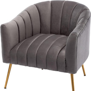 SEYNAR Modern Velvet Accent Chair,Round Upholstered Barrel Chair for Living Room