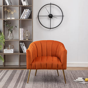 SEYNAR Modern Velvet Accent Chair,Round Upholstered Barrel Chair for Living Room