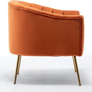 SEYNAR Modern Velvet Accent Chair,Round Upholstered Barrel Chair for Living Room