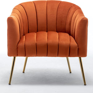 SEYNAR Modern Velvet Accent Chair,Round Upholstered Barrel Chair for Living Room