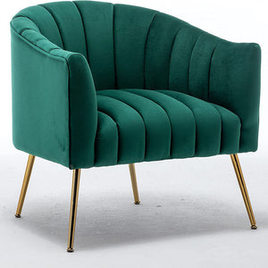 SEYNAR Modern Velvet Accent Chair,Round Upholstered Barrel Chair for Living Room
