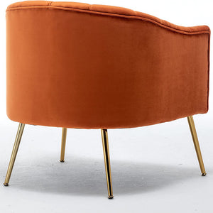 SEYNAR Modern Velvet Accent Chair,Round Upholstered Barrel Chair for Living Room