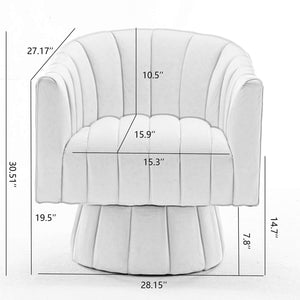 SEYNAR Mid-Century Swivel PU Leather Tufted Round Accent Barrel Chair