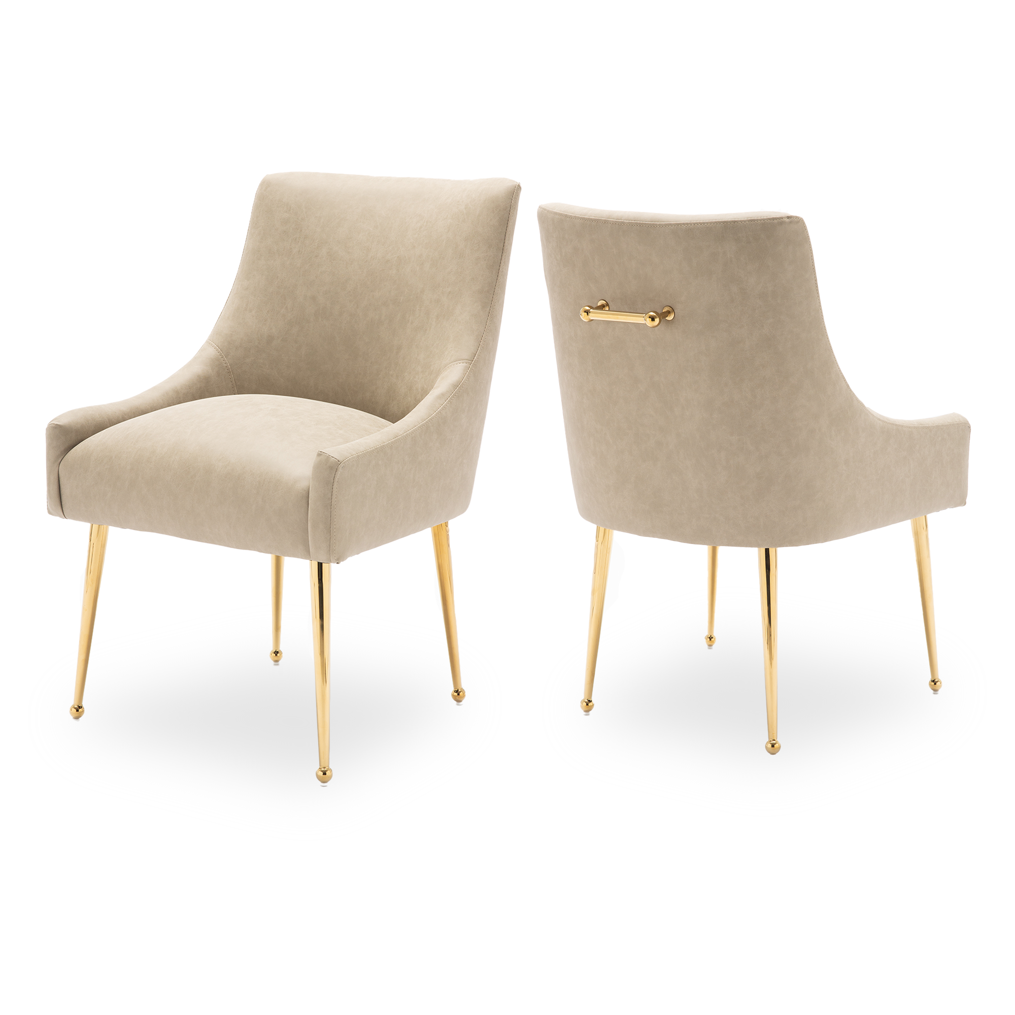 SEYNAR Dining Room Chair Faux Leather Vanity Chairs Set of 2 Mid-Century with Metal Legs Upholstered PU Leather Luxury Accent Chairs Living Room Restaurant